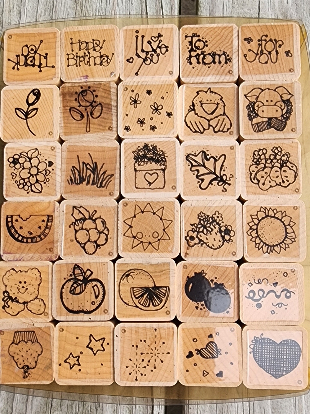 Natural Wood Craft Stamp Set – Light Wood Decorative Icons